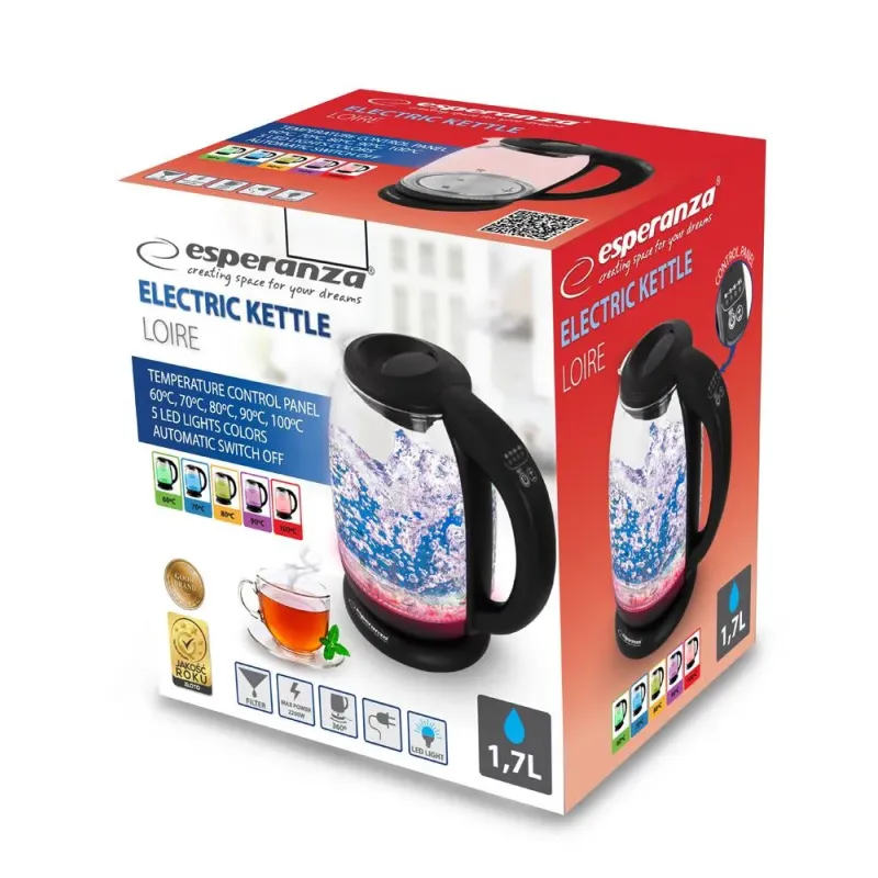 Czajnik elektryczny Esperanza LOIRE EKK027 1,7l szklany | PartsPC.pl