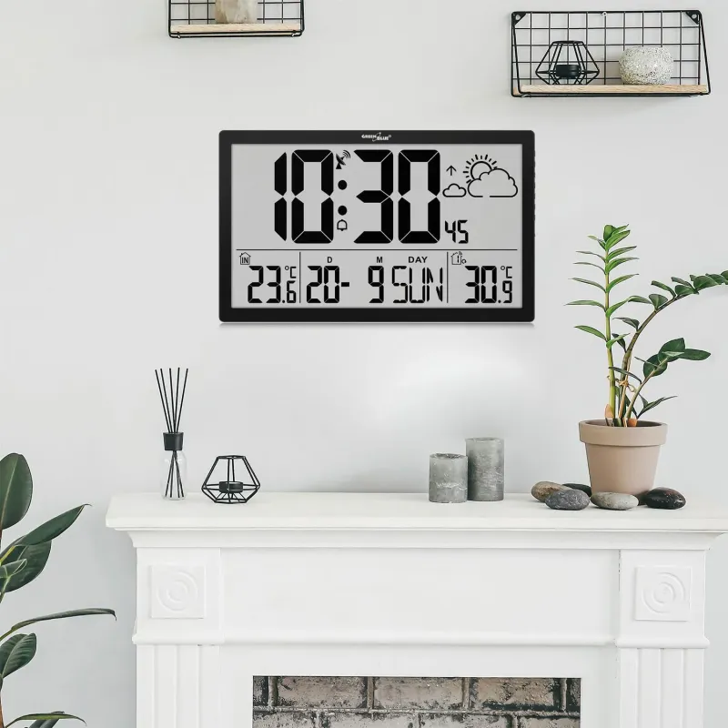 Zegar ścienny LCD bardzo duży GreenBlue GB218 | PartsPC.pl