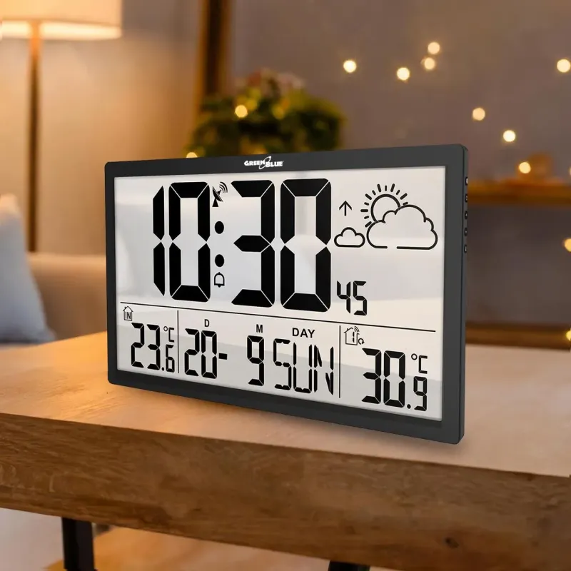 Zegar ścienny LCD bardzo duży GreenBlue GB218 | PartsPC.pl
