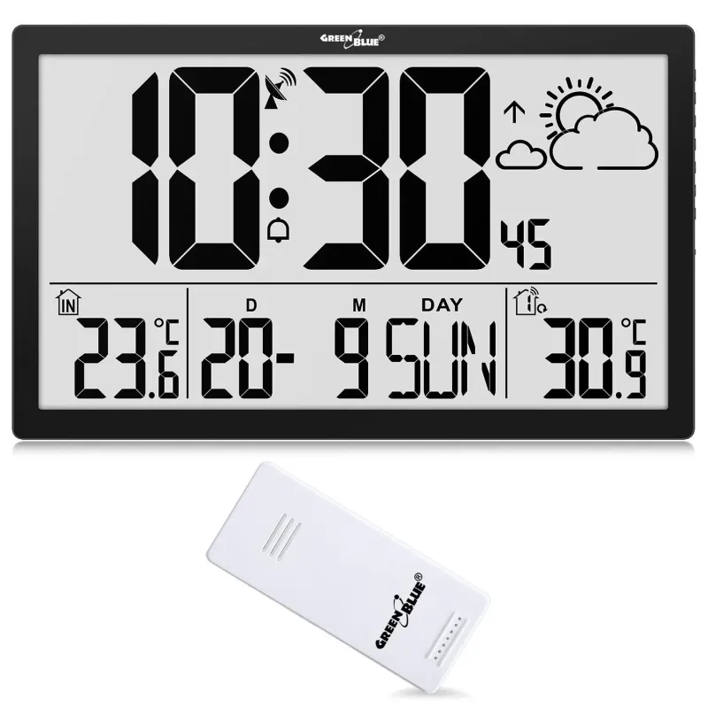 Zegar ścienny LCD bardzo duży GreenBlue GB218 | PartsPC.pl