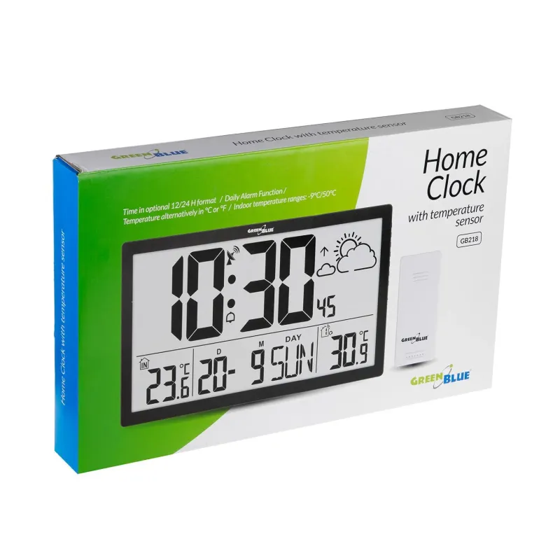 Zegar ścienny LCD bardzo duży GreenBlue GB218 | PartsPC.pl