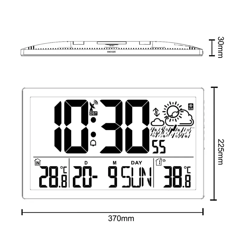Zegar ścienny LCD bardzo duży GreenBlue GB218 | PartsPC.pl