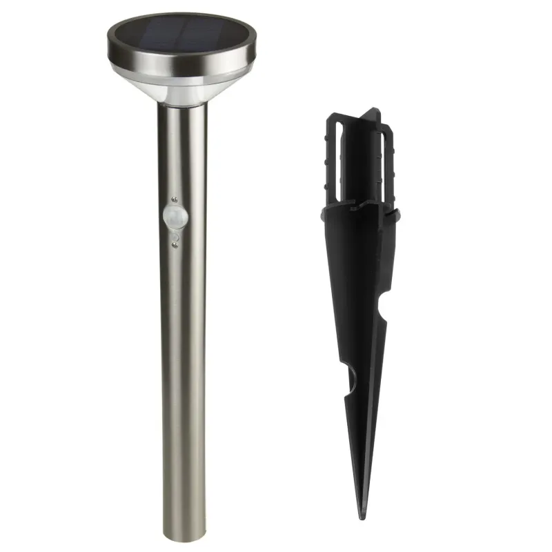 Lampa solarna LED z czujnikiem Maclean MCE465 C/M, chrom mat, IP44, 3 tryby