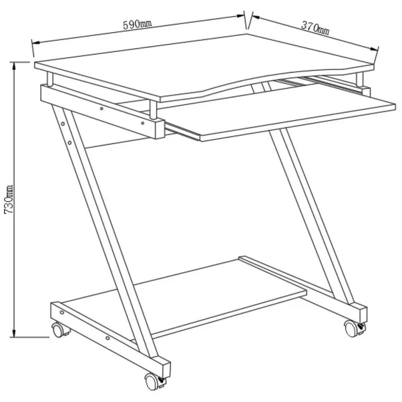 Biurko komputerowe Techly mobilne 590x370 z szufladą | PartsPC.pl