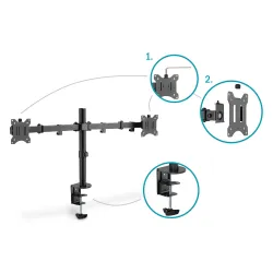 Uchwyt biurkowy podwójny (zacisk) DIGITUS 2xLCD max. | PartsPC.pl
