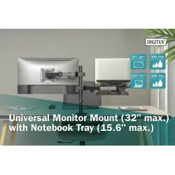 Uchwyt biurkowy DIGITUS podwójne ramię na 1xLCD 32" 4kg, | PartsPC.pl