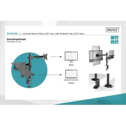 Uchwyt biurkowy DIGITUS podwójne ramię na 1xLCD 32" 4kg, | PartsPC.pl