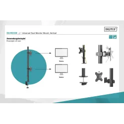 Uchwyt biurkowy DIGITUS pionowy 2xLCD max. 32" 8kg, | PartsPC.pl
