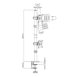 Uchwyt biurkowy DIGITUS pionowy 2xLCD max. 32" 8kg, | PartsPC.pl