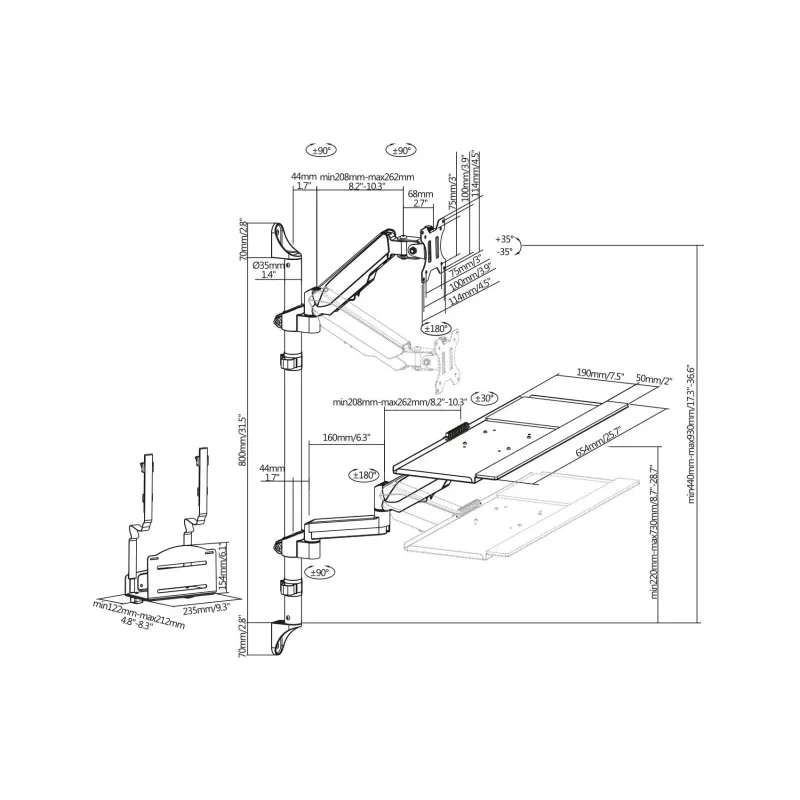 Ramię naścienne pojedyncze DIGITUS | PartsPC.pl