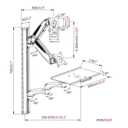 Ramię naścienne pojedyncze DIGITUS 1xLCD + klawiatura, | PartsPC.pl