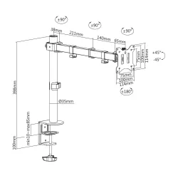 Uchwyt biurkowy pojedyncz (zacisk) DIGITUS 1xLCD max. | PartsPC.pl