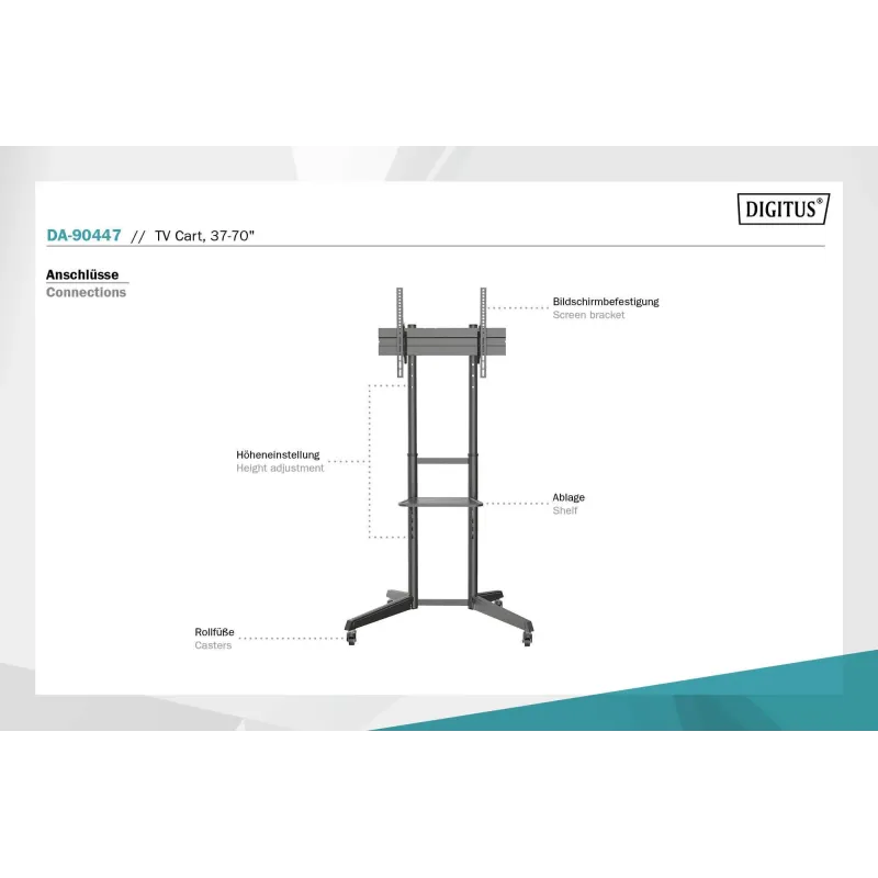 Stojak mobilny pojedynczy z półką DIGITUS 1xLCD max. 70" | PartsPC.pl