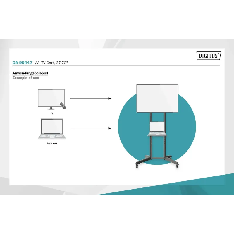 Stojak mobilny pojedynczy z półką DIGITUS 1xLCD max. 70" | PartsPC.pl
