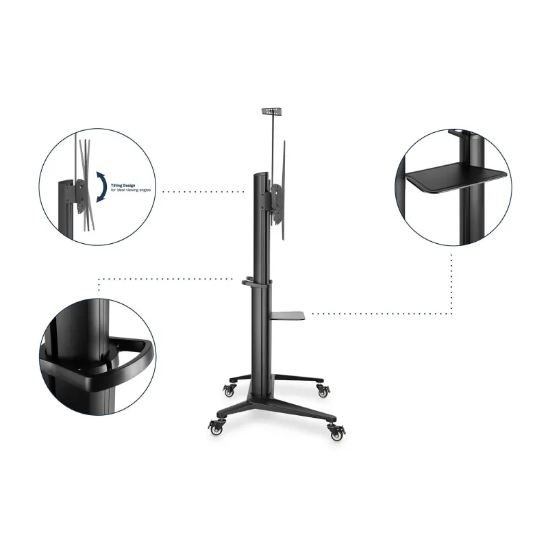 Stojak mobilny pojedynczy DIGITUS z półką i uchwytem na | PartsPC.pl