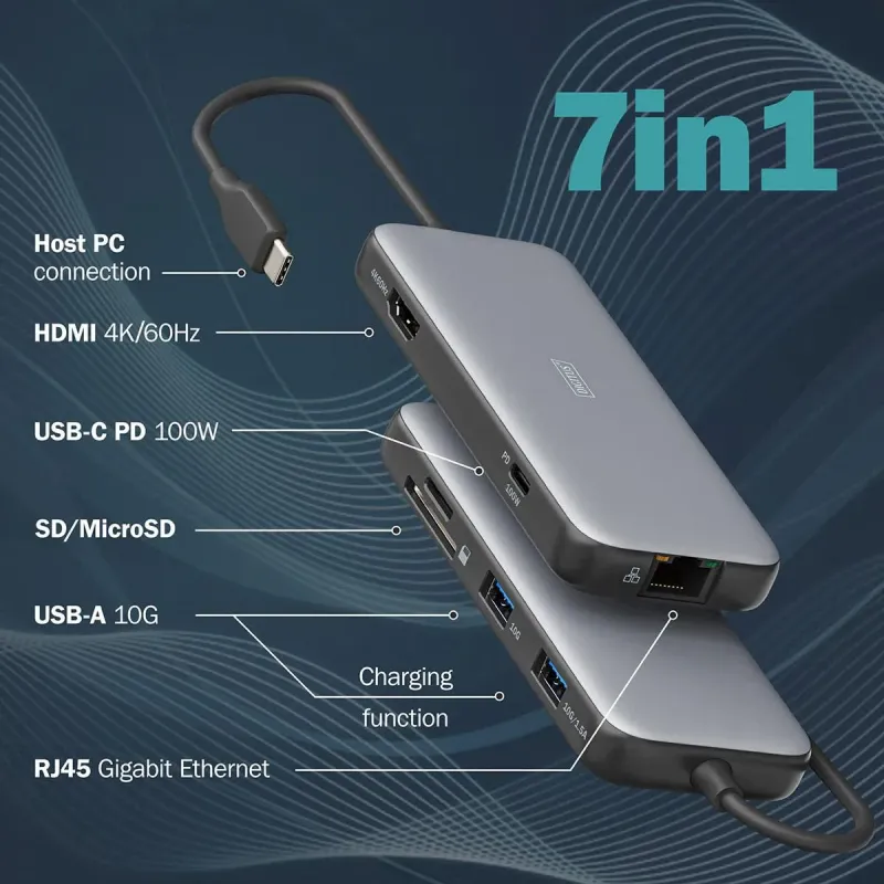 Stacja dokująca DIGITUS USB Typ C 7-portów HDMI 4K/60Hz | PartsPC.pl