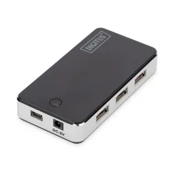 Hub USB DIGITUS DA-70222 7xUSB 2.0, aktywny, czarny | PartsPC.pl