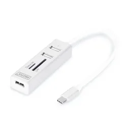 HUB/Koncentrator DIGITUS 3-portowy OTG USB Typ C czytnik | PartsPC.pl