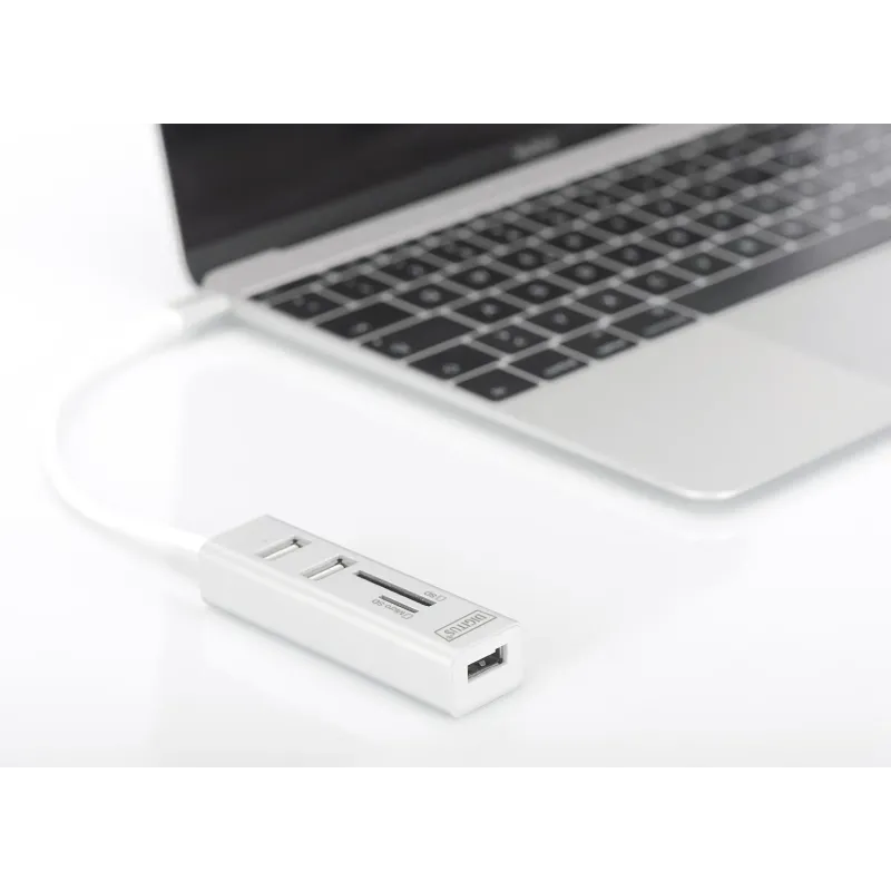 HUB/Koncentrator DIGITUS 3-portowy OTG USB Typ C czytnik | PartsPC.pl