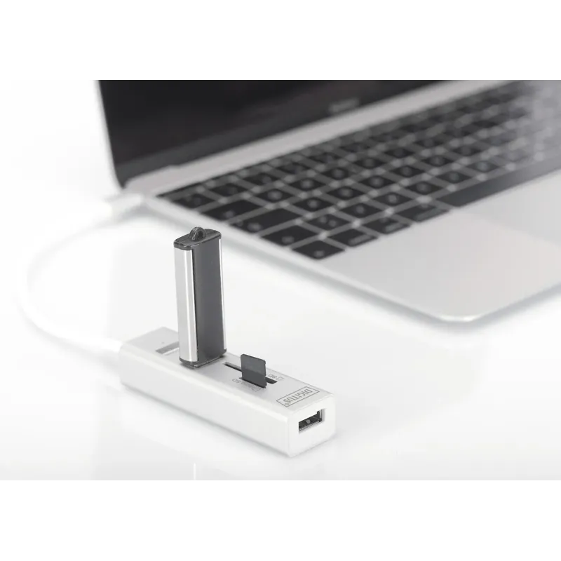 HUB/Koncentrator DIGITUS 3-portowy OTG USB Typ C czytnik | PartsPC.pl