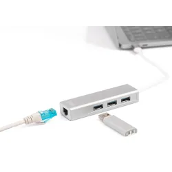 HUB/Koncentrator DIGITUS 3-portowy USB Typ C, USB A | PartsPC.pl
