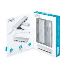 Hub USB DIGITUS 4-portowy USB 3.0 SuperSpeed z Typ C PD | PartsPC.pl