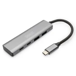 Hub USB Typ C DIGITUS 4-portowy 2x USB-A, 2x USB-C alu... | PartsPC.pl