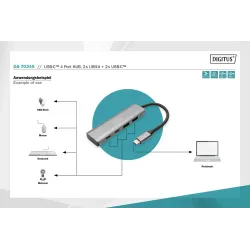 Hub USB Typ C DIGITUS 4-portowy 2x USB-A, 2x USB-C alu... | PartsPC.pl