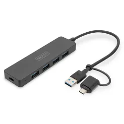 Hub USB 3.0/Koncentrator DIGITUS 4-portowy SlimLine USB | PartsPC.pl
