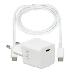 Ładowarka sieciowa iBOX C-38 USB-C PD30W, kabel USB-C | PartsPC.pl