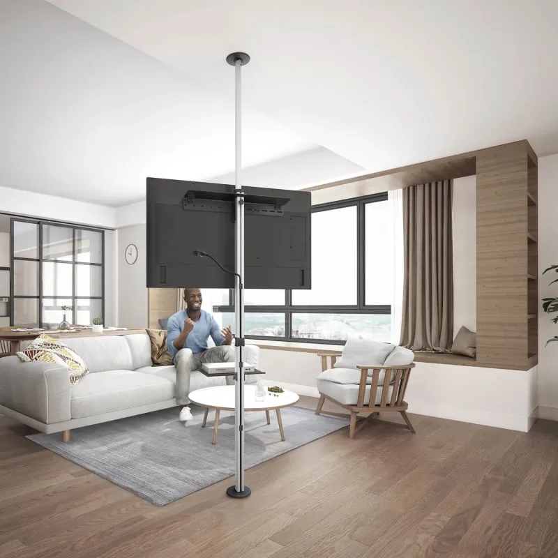 Uchwyt TV teleskopowy, sufitowo-podłogowy z półką... | PartsPC.pl