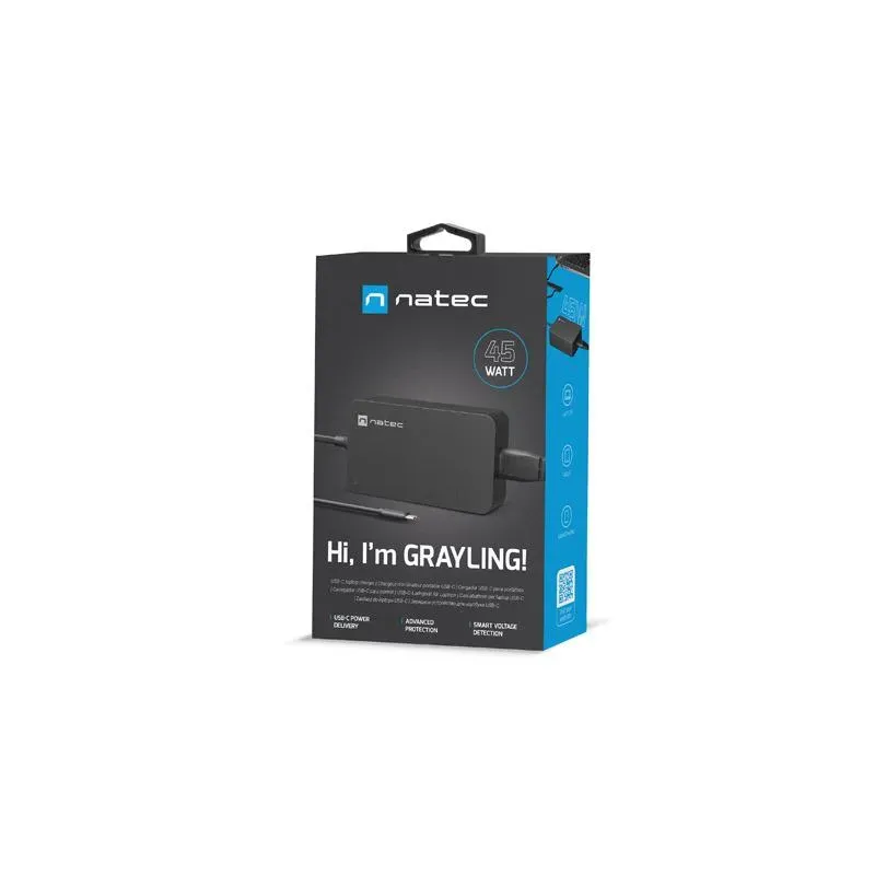 Zasilacz sieciowy uniwersalny Natec Grayling USB-C 45W | PartsPC.pl