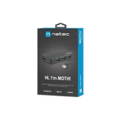 Hub USB Natec Moth 4xUSB 3.0 czarny | PartsPC.pl