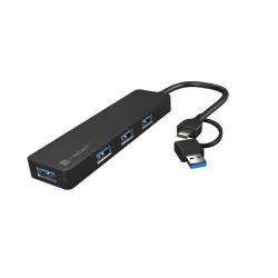 Hub USB Natec Mayfly 4xUSB 3.0 czarny USB-C + Adapter | PartsPC.pl