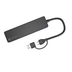 Hub USB Natec Mayfly 4xUSB 3.0 czarny USB-C + Adapter | PartsPC.pl