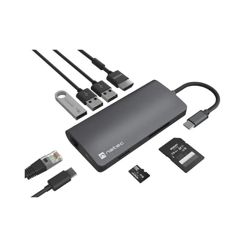 Stacja dokująca USB Natec Fowler 2 V2 Multiport USB-C - | PartsPC.pl