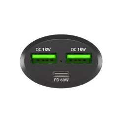 Ładowarka samochodowa Natec NUC-1981 2xUSB 1xUSB-C POWER | PartsPC.pl