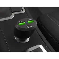 Ładowarka samochodowa Natec NUC-1981 2xUSB 1xUSB-C POWER | PartsPC.pl