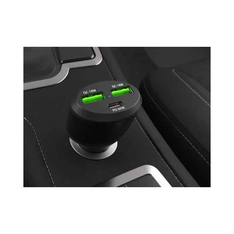 Ładowarka samochodowa Natec NUC-1981 2xUSB 1xUSB-C POWER | PartsPC.pl