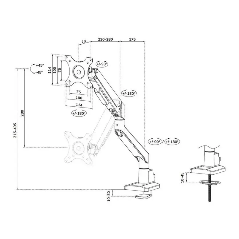 Uchwyt biurkowy do monitorów Neomounts DS70-250BL1 | PartsPC.pl