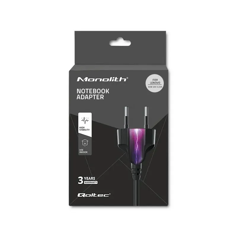 Zasilacz sieciowy Qoltec do Lenovo 20V 3,25A Slim Tip | PartsPC.pl
