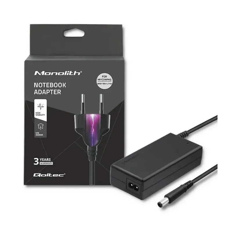 Zasilacz sieciowy Qoltec do HP 90W 19V 4,74A 7.4*5.0+pin | PartsPC.pl