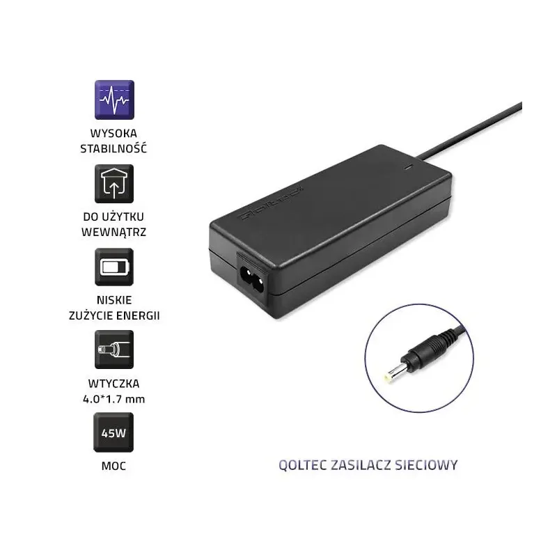 Zasilacz sieciowy Qoltec do Lenovo 45W 20V 2,25A 4.0*1.7 | PartsPC.pl