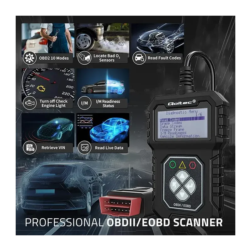 Tester cyfrowy Qoltec diagnostyczny ProLine | OBDII EOBD | PartsPC.pl