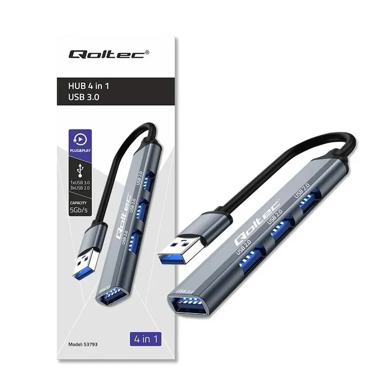 Hub Qoltec adapter USB 3.0 4w1 | USB 3.0 | 3x USB 2.0 | PartsPC.pl