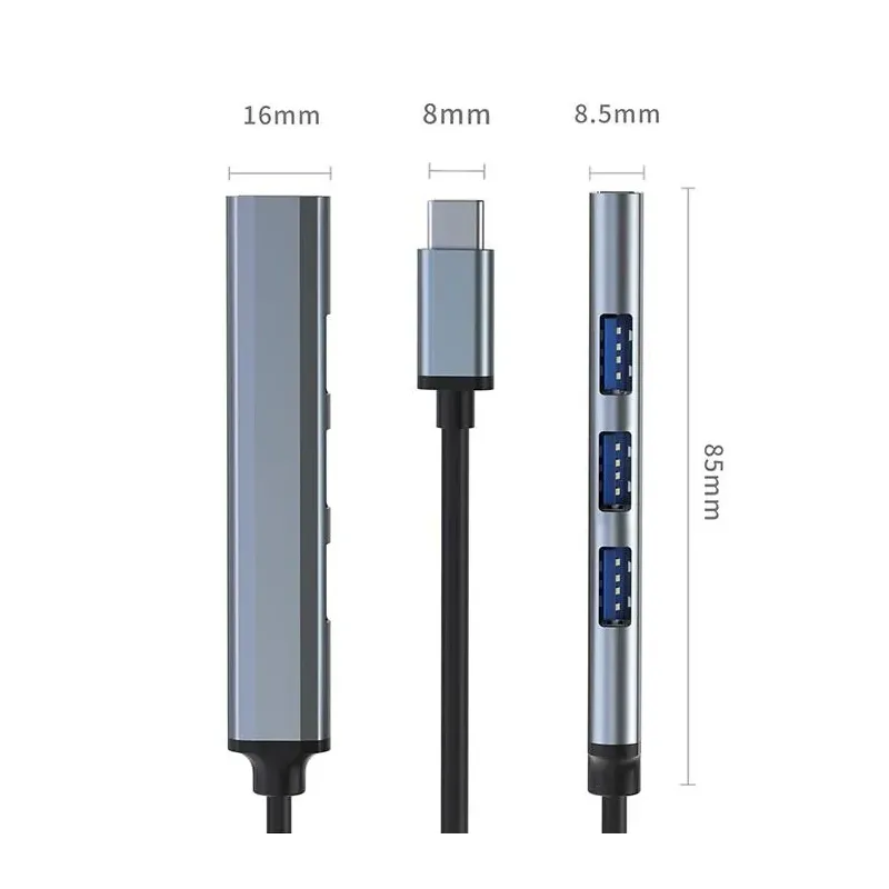 Hub Qoltec adapter USB-C 3.1 4w1 | USB 3.0 | 3x USB 2.0 | PartsPC.pl
