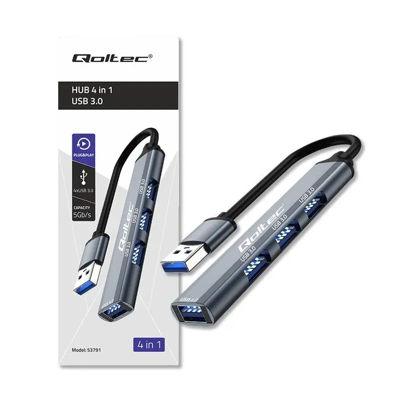 Hub Qoltec adapter USB 3.0 4w1 | 4x USB 3.0 | PartsPC.pl