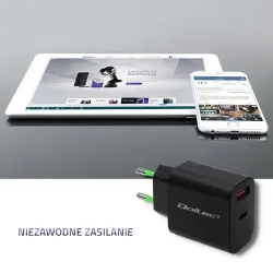 Ładowarka sieciowa Qoltec 18W | 5-12V | 1.5-3A | USB typ | PartsPC.pl