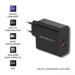 Ładowarka sieciowa Qoltec 63W | 5-20V | 1.5-3A | USB typ... | PartsPC.pl