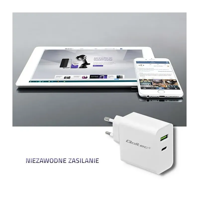 Ładowarka sieciowa Qoltec 45W | 5-20V | 2.4-3A | USB typ... | PartsPC.pl